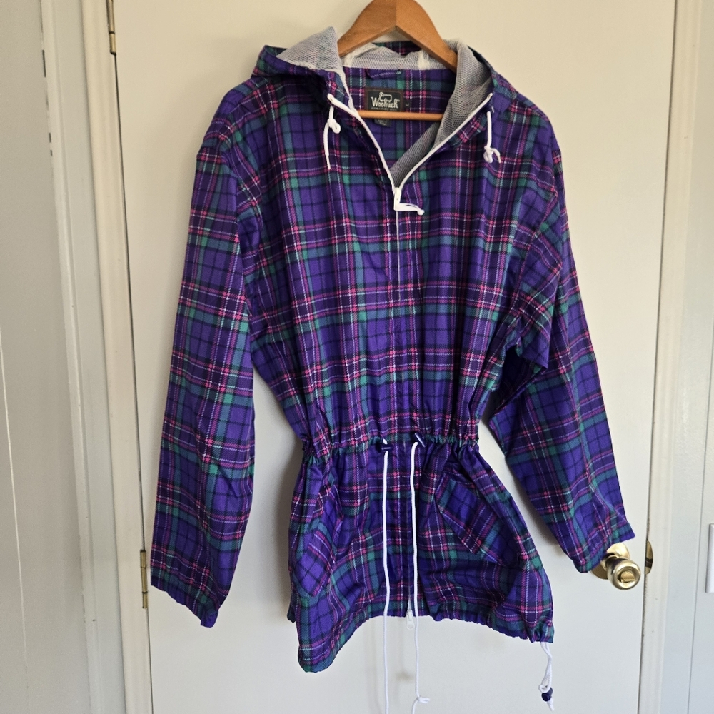 Vintage Woolrich Windbreaker Rain Jacket Plaid Jacket - Purple